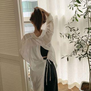 Dip-back Tie-back Oversized Shirt