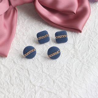 Alloy Chain Fabric Disc Earring