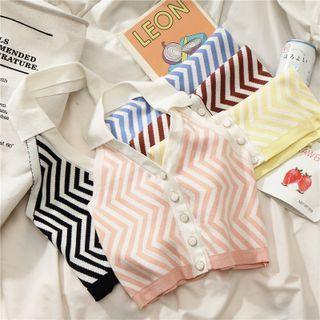 Patterned Halter Button-up Tank Top