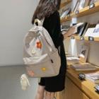 Flower Embroidered Nylon Backpack / Bag Charm / Set