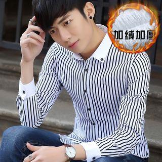 Stripe Fleece-lining Shirt