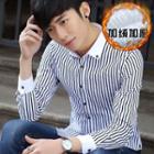 Stripe Fleece-lining Shirt