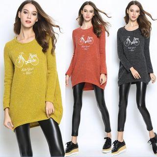 Bicycle Embroidered Long Sweater