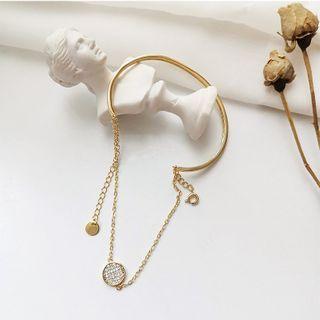 Rhinestone Bangle 14k Gold - One Size