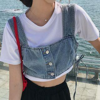 Short-sleeve T-shirt / Sleeveless Denim Top