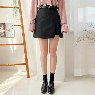 Inset Shorts A-line Miniskirt With Belt