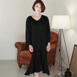Ruffle-hem Long Dress