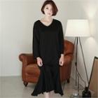 Ruffle-hem Long Dress