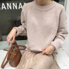 Raglan-sleeve Wool-blend Sweater
