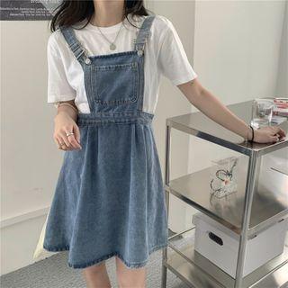 Front Pocket Denim Jumper Skirt
