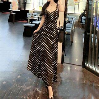 Polka Dot Slit Maxi Dress