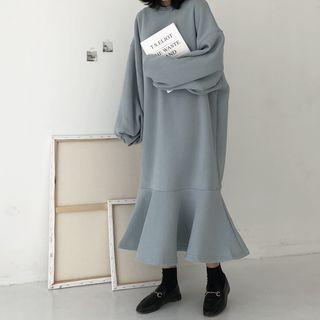 Mermaid Plain Long-sleeve Dress