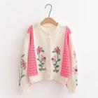 Floral Print Cardigan Pink - One Size
