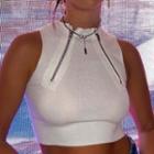 Halter-neck Zip Detail Ribbed Corp Top
