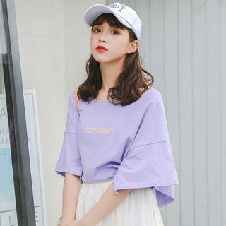 Ruffle-sleeve Boxy T-shirt