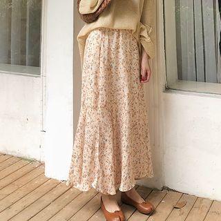 Maxi Floral Chiffon Skirt As Shown In Figure - One Size