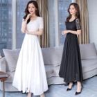 Lace Short-sleeve Maxi A-line Dress