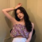 Short-sleeve Button T-shirt / Floral Print Cropped Tube Top