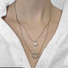 Stainless Steel Smiley & Sun Layered Necklace Silver - One Size
