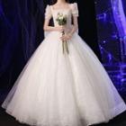 Puff-sleeve Lace Wedding Ball Gown