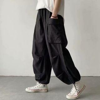 Big-pocket Gathered Cuff Cargo Pants