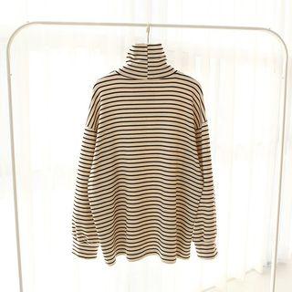High-neck Boxy Stripe T-shirt