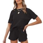 Loungewear Set: Short-sleeve Ribbed T-shirt + Shorts