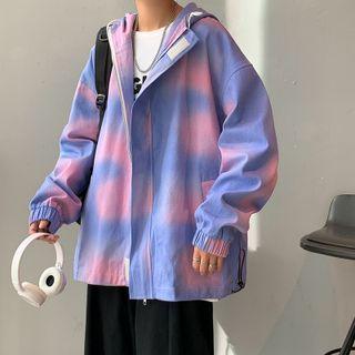 Gradient Hooded Zip Up Jacket