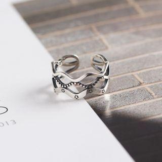 Wavy Layered Sterling Silver Open Ring Silver - One Size