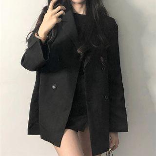Double-breasted Blazer / Long-sleeve Slit Mini Sheath Dress