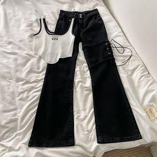 Lace-up Bootcut Jeans / Knit Tank Top