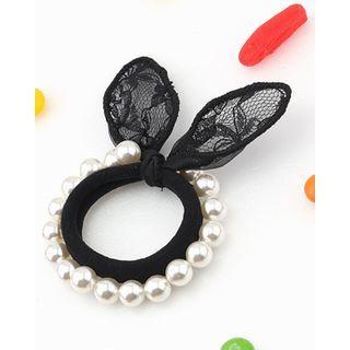 Lacy-bow Bead Hair Tie