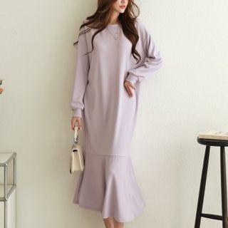 Pastel Ruffle-hem Long Dress