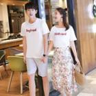 Couple Matching Short-sleeve T-shirt / Floral Midi Skirt / Shorts