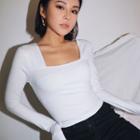 Square-neck Skinny Crop T-shirt