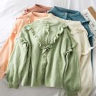 Loose-fit Ruffled-trim Knit Cardigan