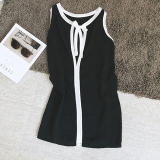 Contrast Trim Tied Tank Dress