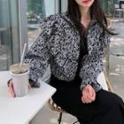 Ruffled Paisley Print Zip Jacket