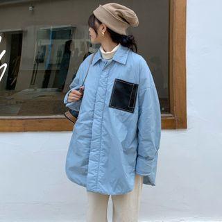 Long-sleeve Color Block Padded Coat