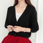 Batwing Sleeve V-neck Buttoned Cardigan
