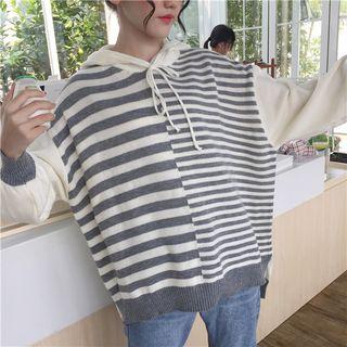 Striped Panel Knit Hoodie
