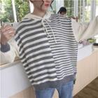 Striped Panel Knit Hoodie