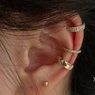 Set Of 3: Rhinestone / Alloy Cuff Earring Set Of 3 - Gold - One Size