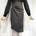 Irregular Woolen Split Bodycon Skirt