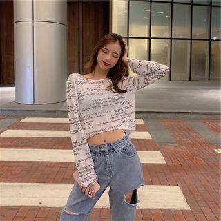 Long-sleeve Cursive Letter T-shirt