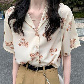 Short-sleeve Bear Pattern Shirt