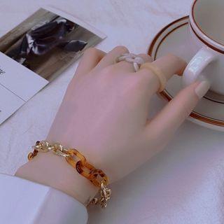 Resin & Alloy Bracelet Brown & Gold - One Size