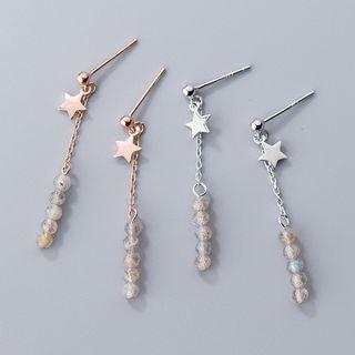 925 Sterling Silver Star Beaded Drop Earring