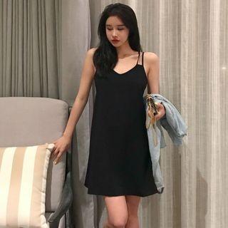 Plain Strappy A-line Dress As Shown In Figure - One Size