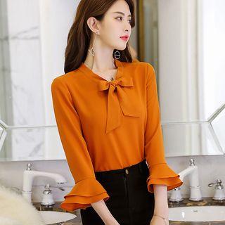 Tie-neckline 3/4-sleeved Blouse